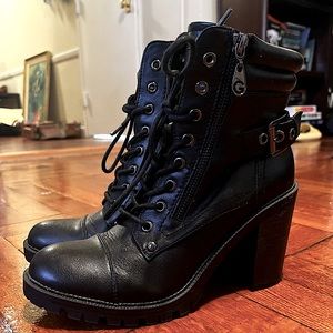 GBG Guess black lace up black booties. Only worn once!